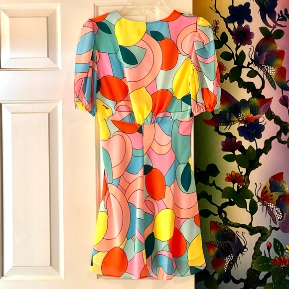 🌺🎉HP🎉🌺 NWT Staud Milla Mini Dress Citrus Kaleidoscope - Picture 15 of 16